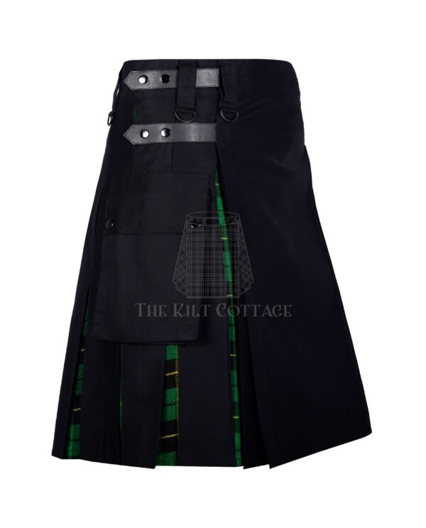 Black Cotton Wallace Hunting Tartan Hybrid Kilt