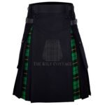 Black Cotton Wallace Hunting Tartan Hybrid Kilt