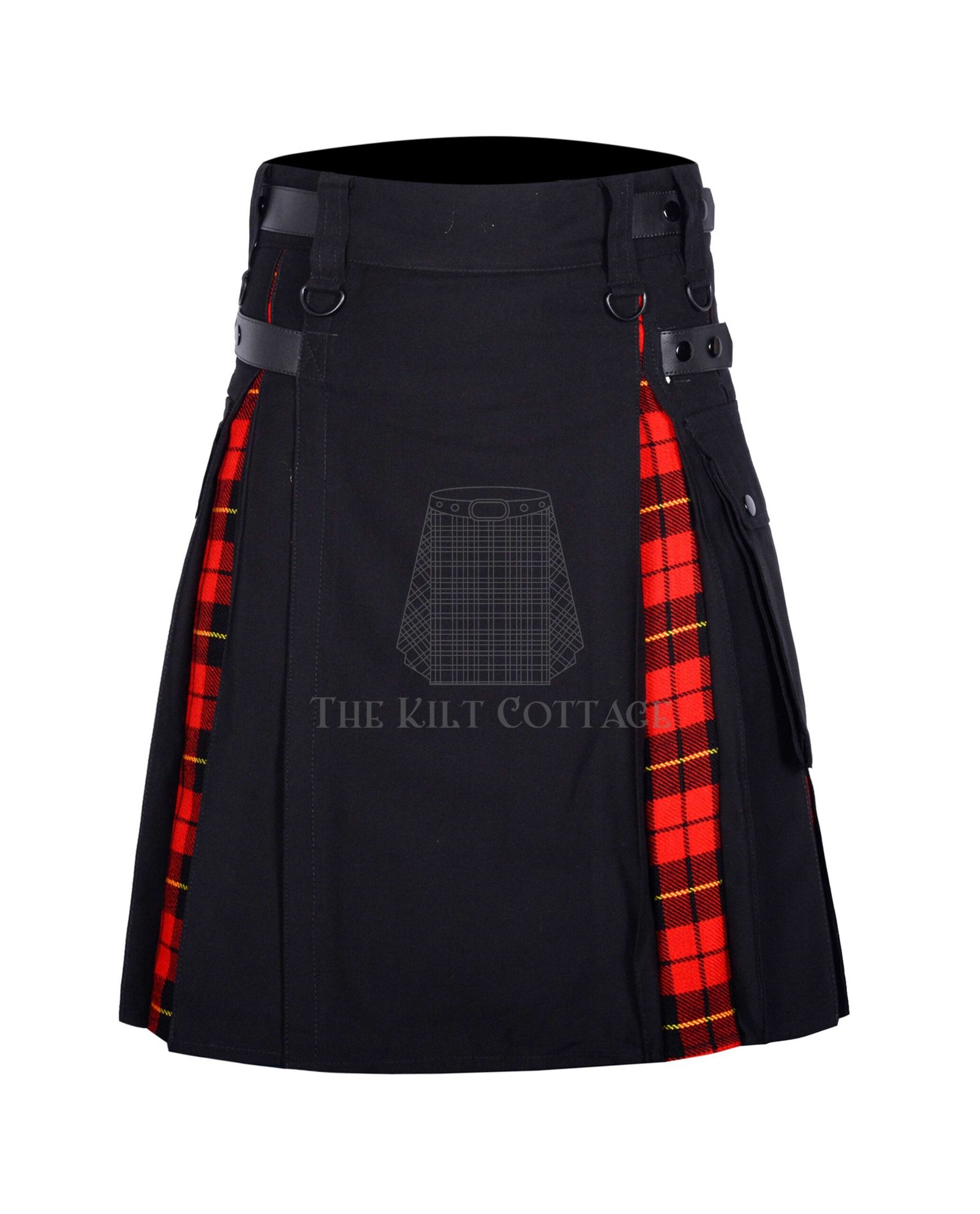 Black Cotton Wallace Tartan Hybrid Kilt