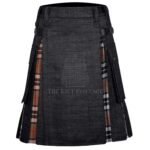 Black Denim Camel of Thomson Tartan Hybrid Kilt
