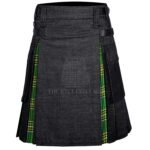 Black Denim Irish Tartan Hybrid Kilt