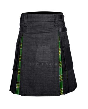Black Denim Irish Tartan Hybrid Kilt