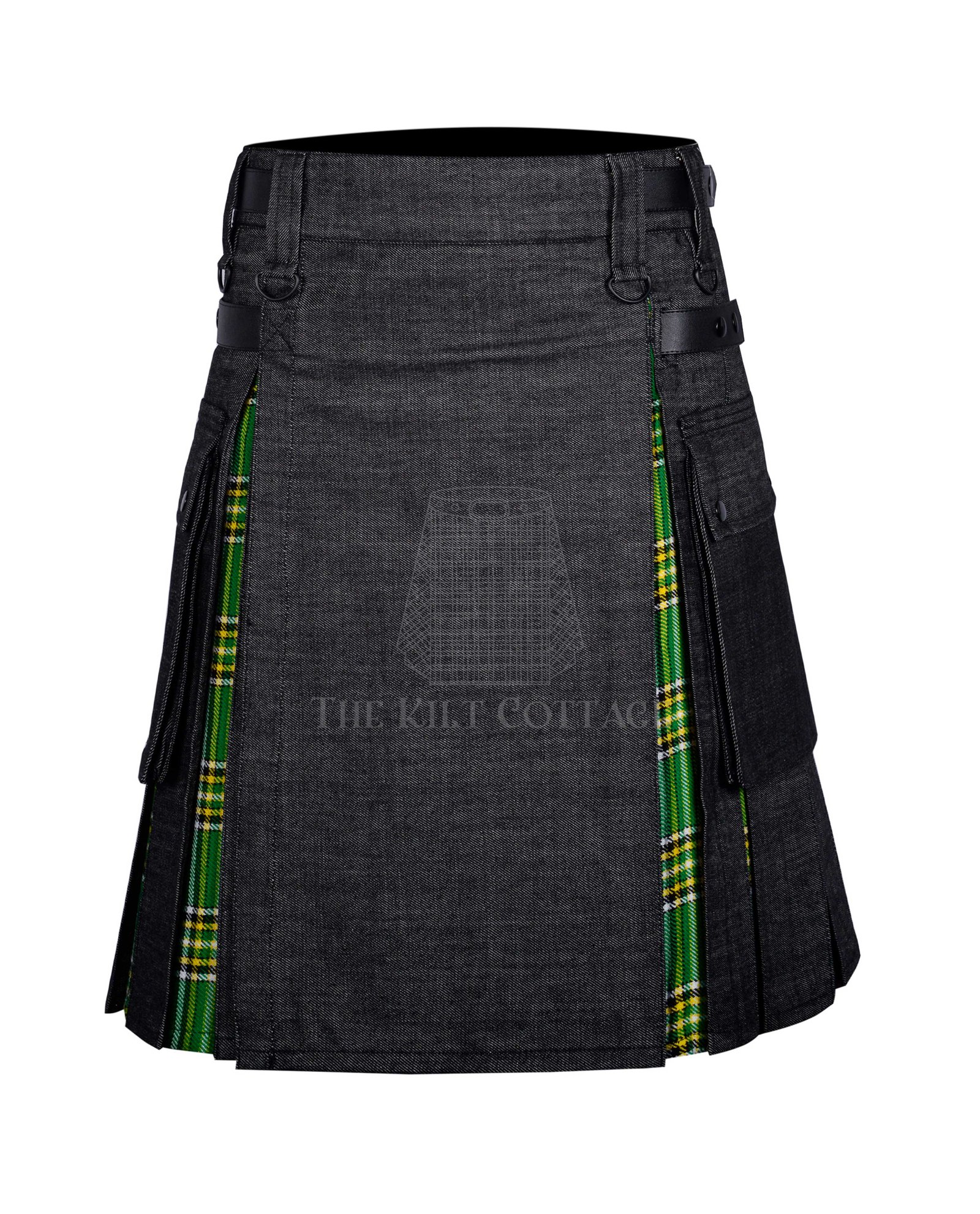 Black Denim Irish Tartan Hybrid Kilt