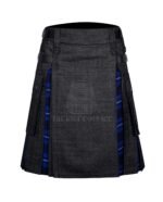 Black Denim Ramsay Blue Tartan Hybrid Kilt