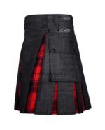 Black Denim Scottish Rose Tartan Hybrid Kilt