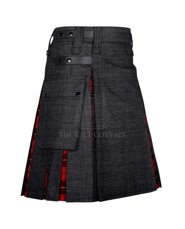 Black Denim Wallace Tartan Hybrid Kilt
