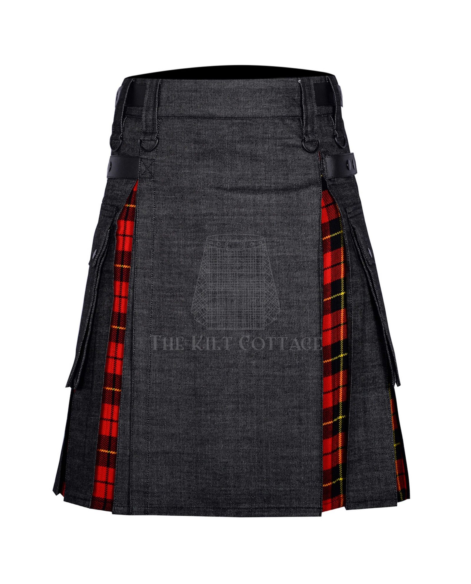 Black Denim Wallace Tartan Hybrid Kilt
