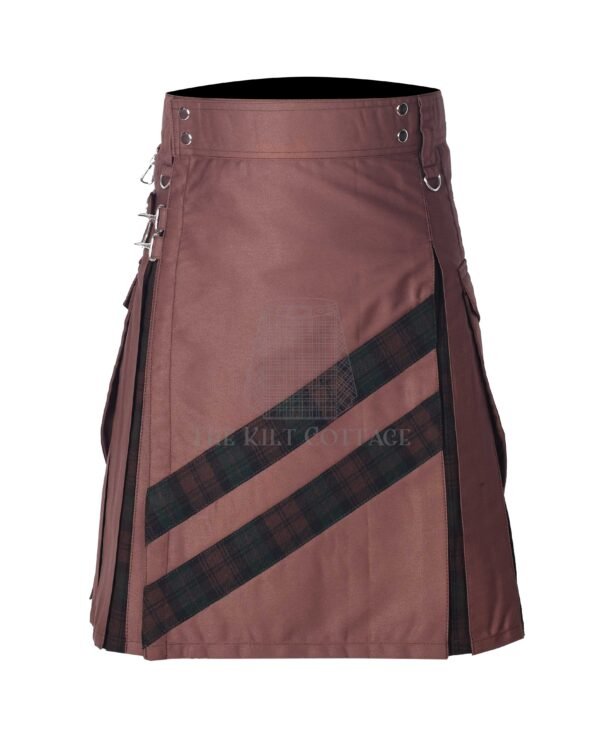 Brown Cotton Brown Watch Tartan Hybrid Kilt