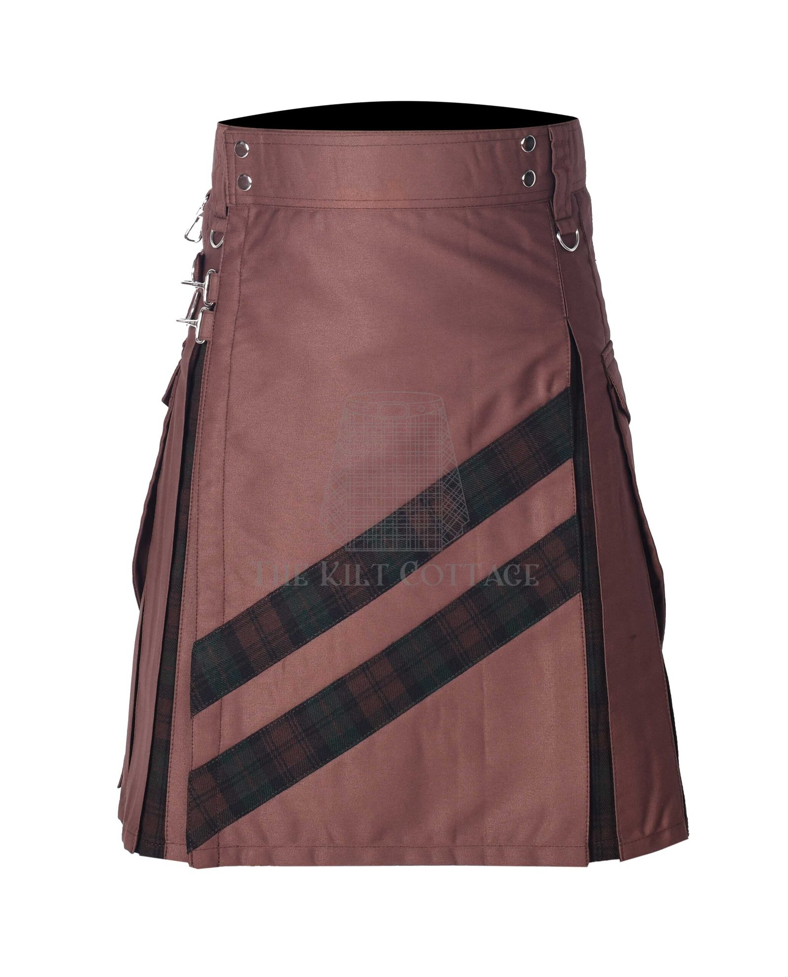 Brown Cotton Brown Watch Tartan Hybrid Kilt