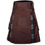 Brown Cotton Gray Watch Tartan Hybrid Kilt