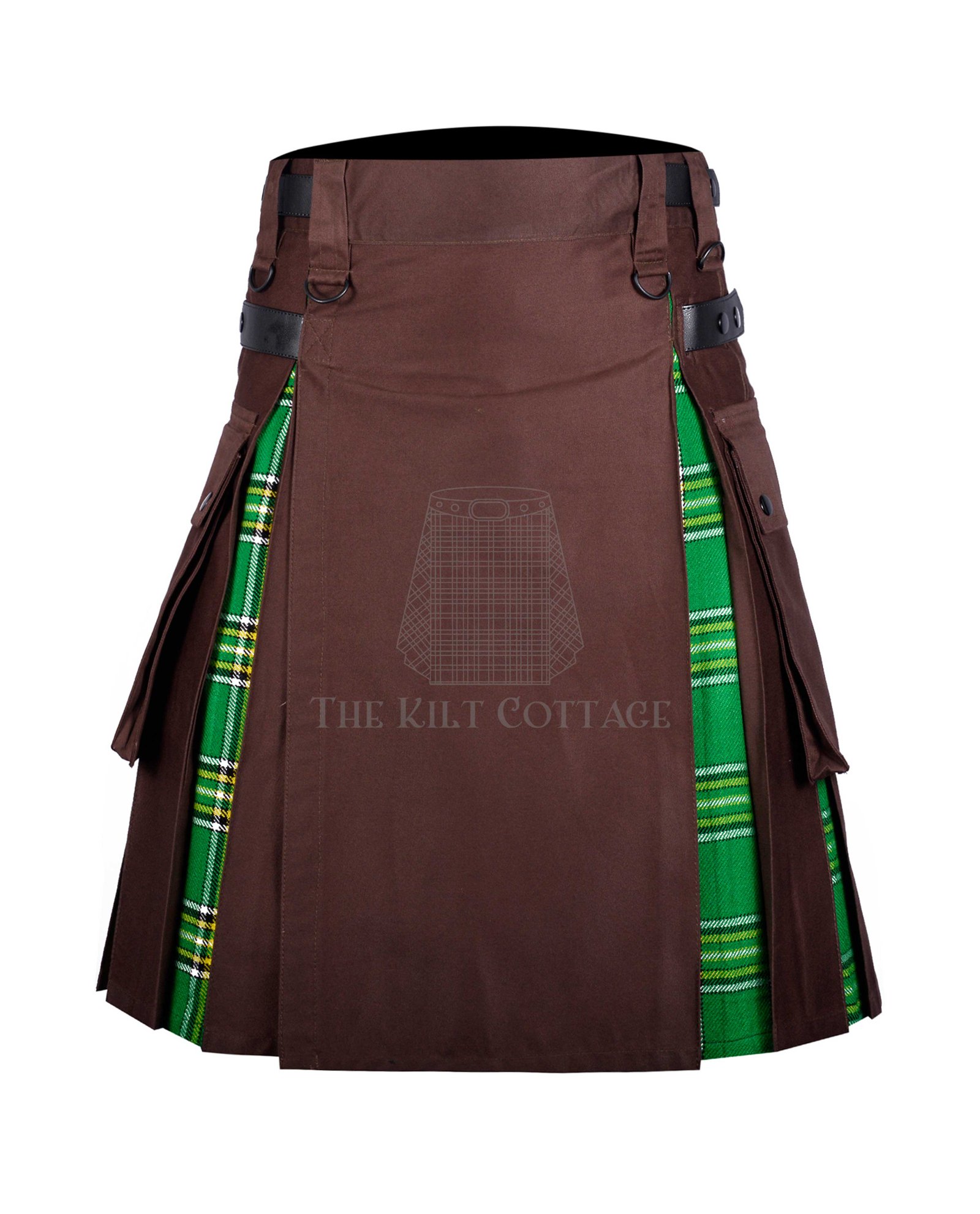 Brown Cotton Irish Tartan Hybrid Kilt