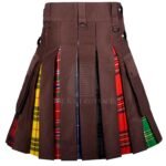 Brown Cotton LGBTQ Tartan Strips Hybrid Kilt