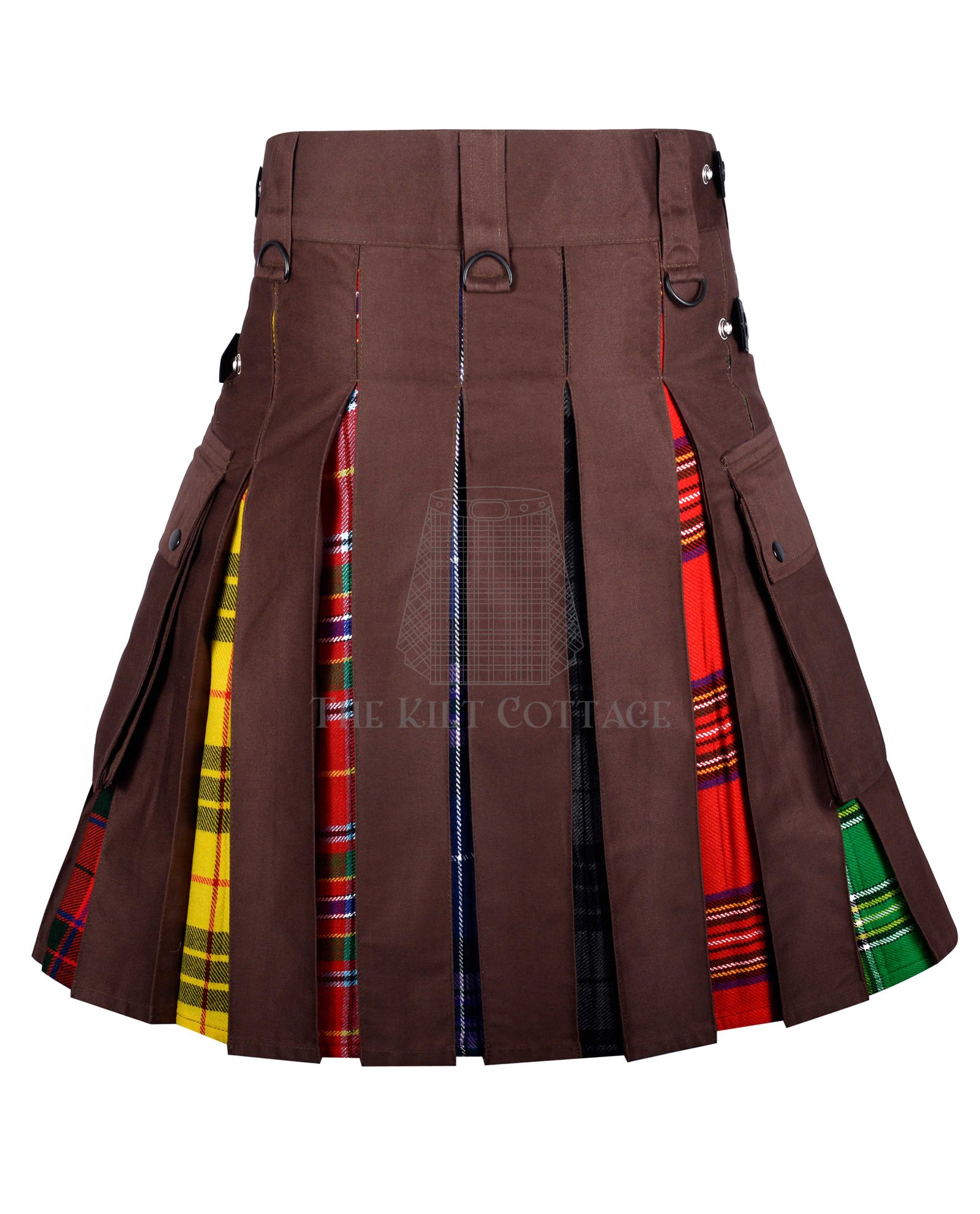 Brown Cotton LGBTQ Tartan Strips Hybrid Kilt Brown Cotton LGBTQ Tartan Strips Hybrid Kilt