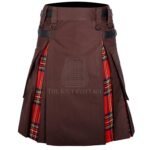 Brown Cotton Royal Stewart Tartan Hybrid Kilt