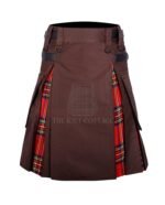 Brown Cotton Royal Stewart Tartan Hybrid Kilt