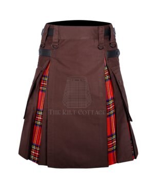 Brown Cotton Royal Stewart Tartan Hybrid Kilt