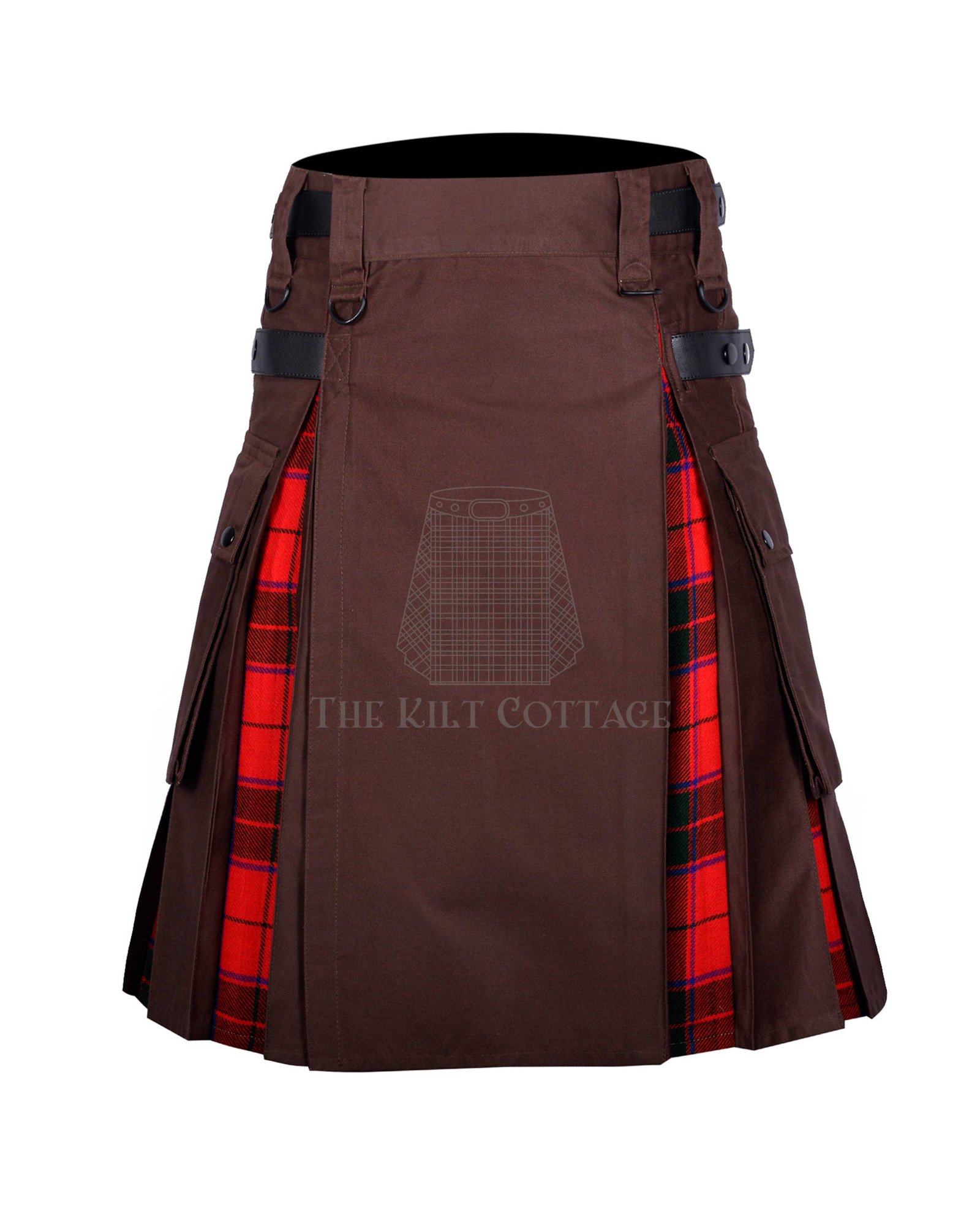 Brown Cotton Scottish Rose Tartan Hybrid Kilt Brown Cotton Scottish Rose Tartan Hybrid Kilt