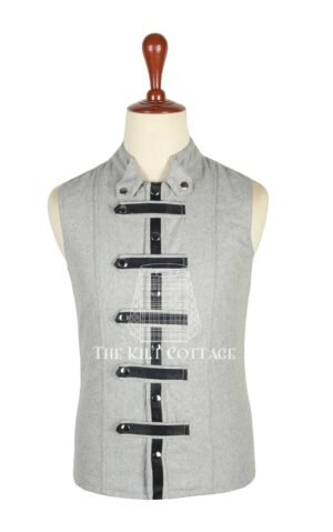 Gray Wool Punk Rock Gothic Vest
