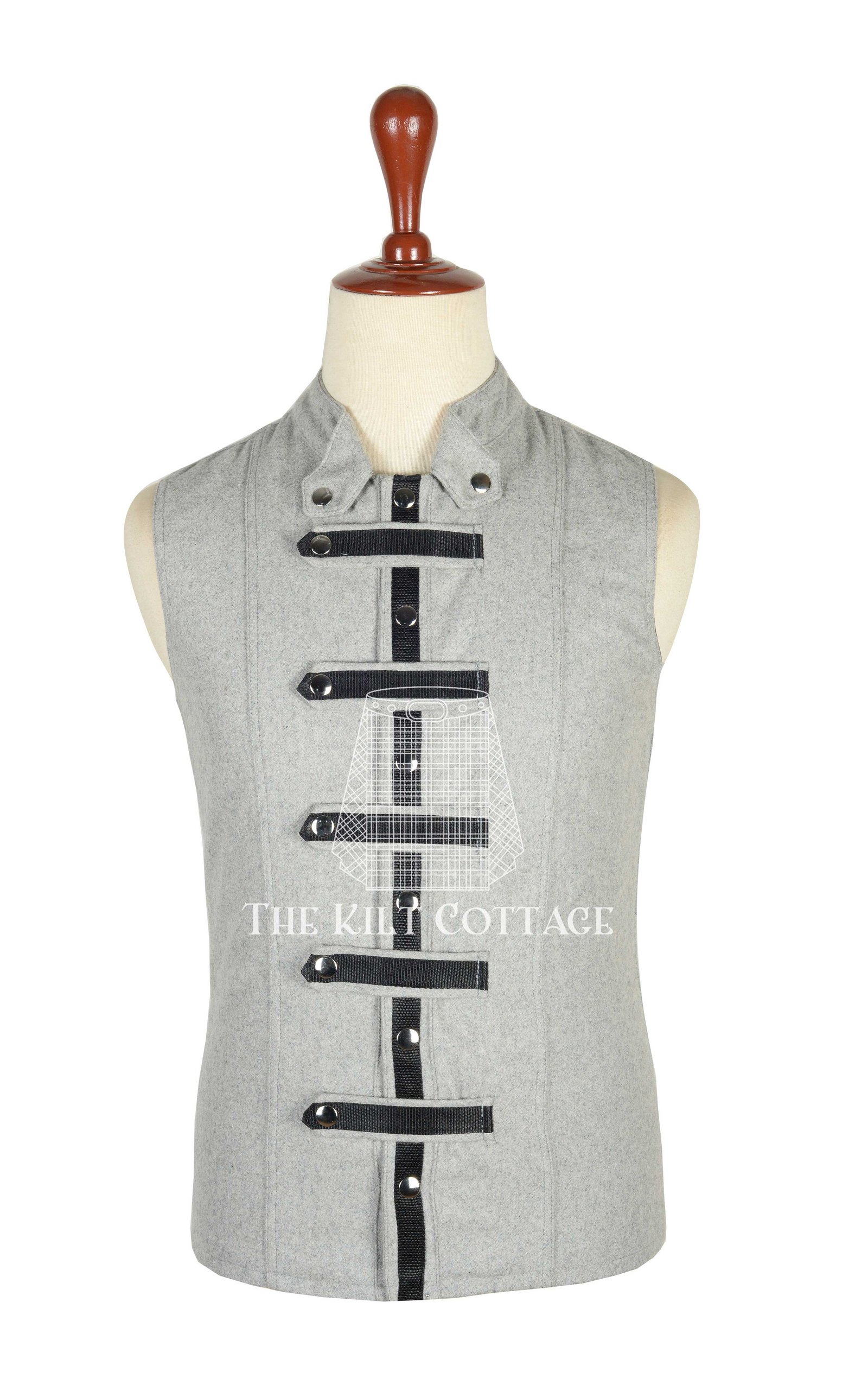 Gray Wool Punk Rock Gothic Vest Gray Wool Punk Rock Gothic Vest