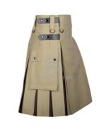 Khaki Cotton Brown Hybrid Kilt