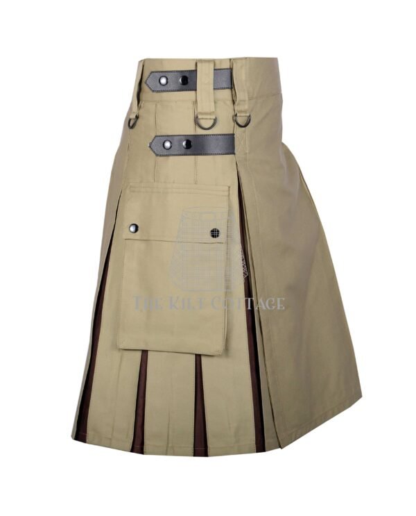 Khaki Cotton Brown Hybrid Kilt