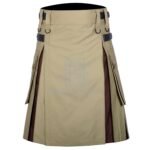 Khaki Cotton Brown Hybrid Kilt