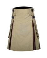 Khaki Cotton Brown Hybrid Kilt