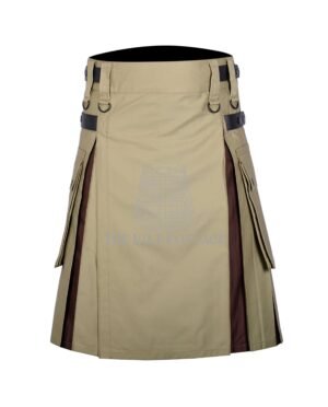 Khaki Cotton Brown Hybrid Kilt
