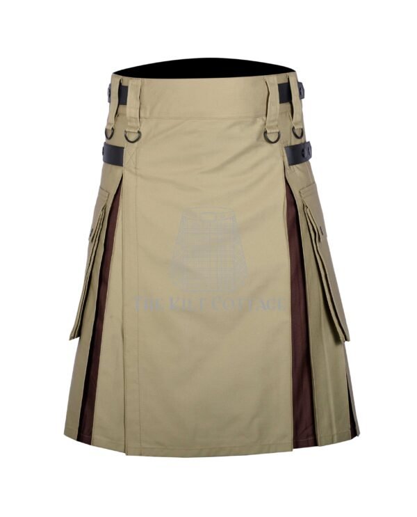 Khaki Cotton Brown Hybrid Kilt