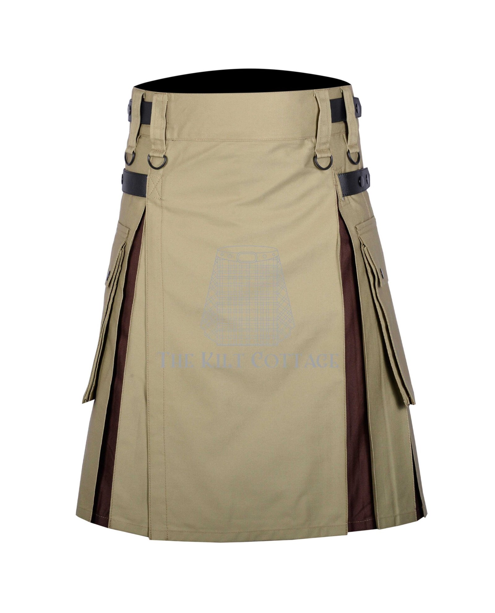 Khaki Cotton Brown Hybrid Kilt