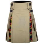 Khaki Cotton Buchanan Tartan Hybrid Kilt