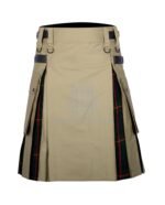Khaki Cotton Gunn Tartan Hybrid Kilt