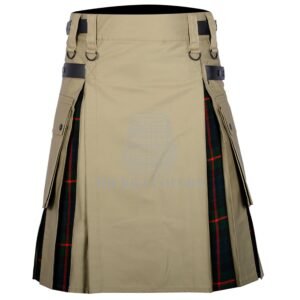 Khaki Cotton Gunn Tartan Hybrid Kilt
