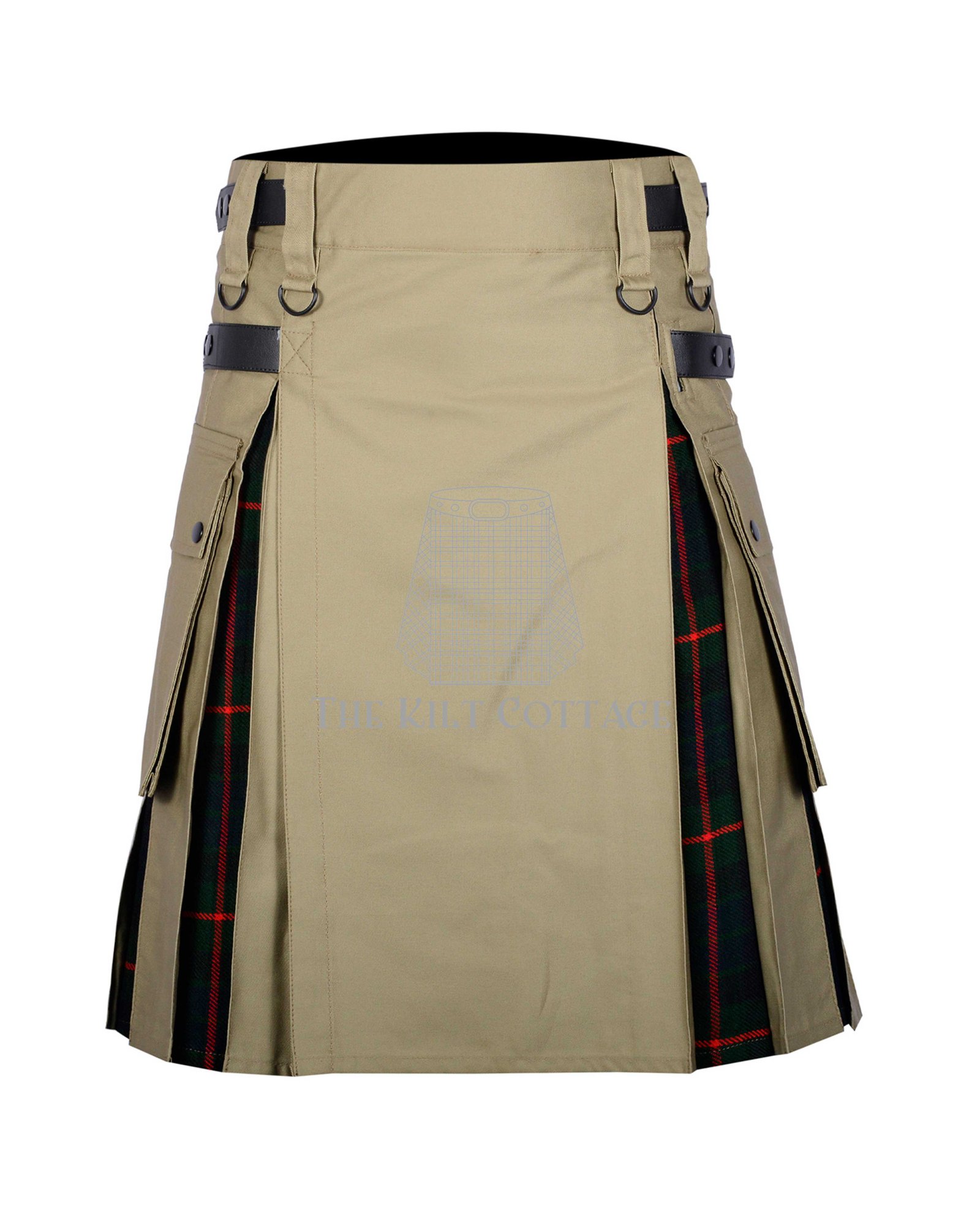 Khaki Cotton Gunn Tartan Hybrid Kilt Khaki Cotton Gunn Tartan Hybrid Kilt