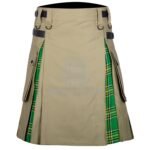 Khaki Cotton Irish Tartan Hybrid Kilt