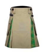 Khaki Cotton Irish Tartan Hybrid Kilt
