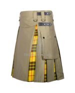 Khaki Cotton Macleod of Lewis Tartan Hybrid Kilt