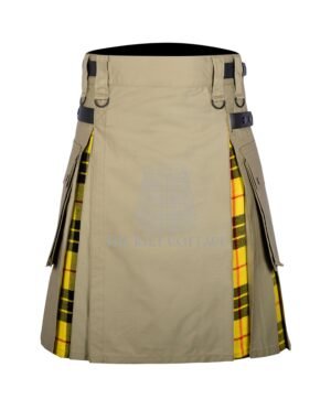Khaki Cotton Macleod of Lewis Tartan Hybrid Kilt