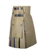 Khaki Cotton Ramsay Blue Tartan Hybrid Kilt