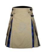 Khaki Cotton Ramsay Blue Tartan Hybrid Kilt
