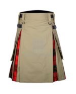 Khaki Cotton Scottish Rose Tartan Hybrid Kilt