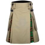 Khaki Cotton Tara Murphy Tartan Hybrid Kilt