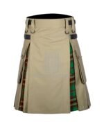 Khaki Cotton Tara Murphy Tartan Hybrid Kilt