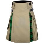 Khaki Cotton Wallace Hunting Tartan Hybrid Kilt