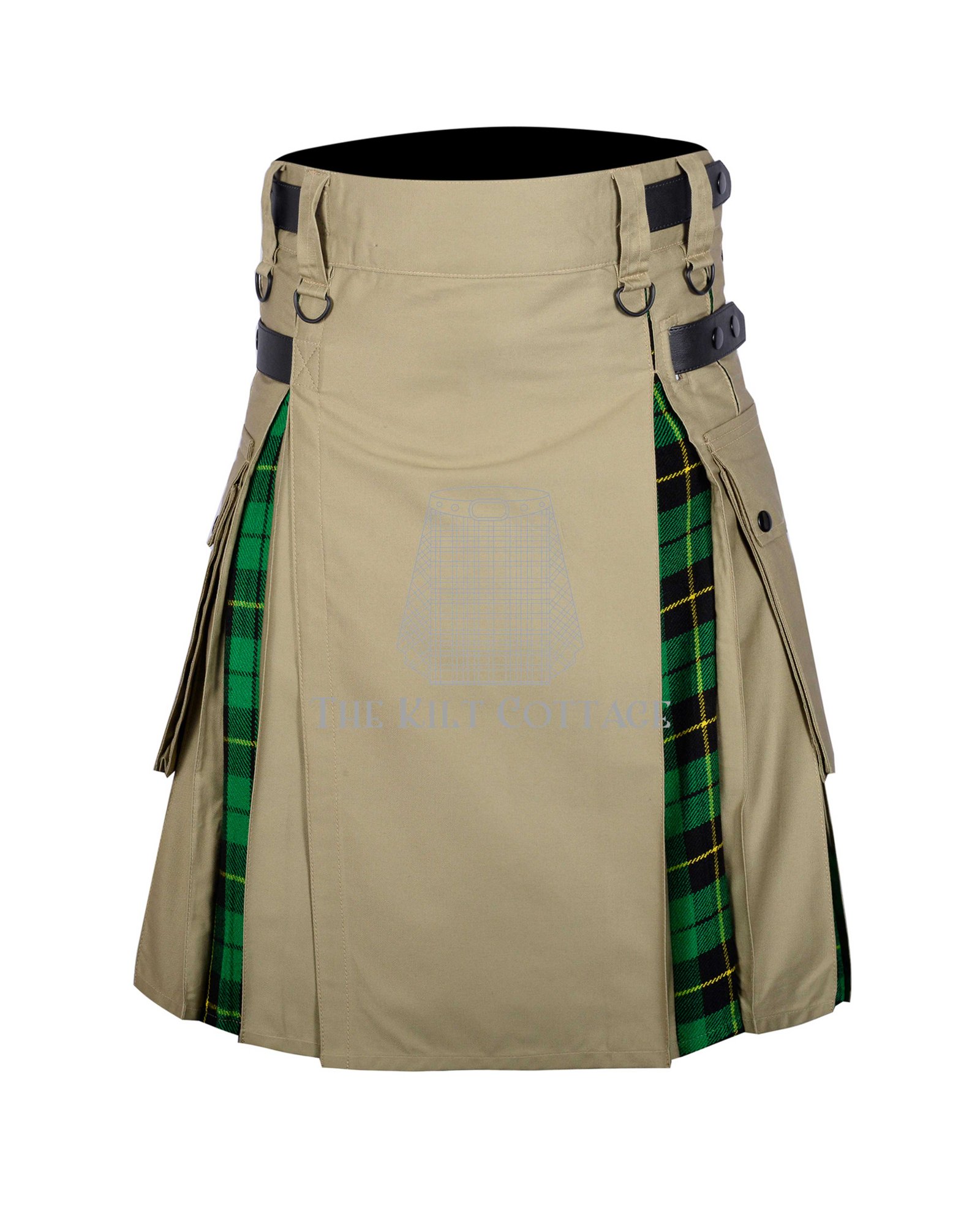 Khaki Cotton Wallace Hunting Tartan Hybrid Kilt Khaki Cotton Wallace Hunting Tartan Hybrid Kilt