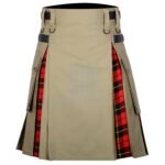 Khaki Cotton Wallace Tartan Hybrid Kilt