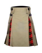 Khaki Cotton Wallace Tartan Hybrid Kilt