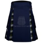 Navy Blue Cotton Dress Gordon Tartan Hybrid Kilt