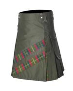 Olive Green Cotton County Mayo Tartan Hybrid Kilt