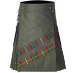 Olive Green Cotton County Mayo Tartan Hybrid Kilt